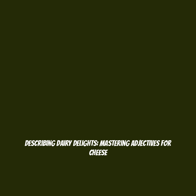 Describing Dairy Delights: Mastering Adjectives for Cheese